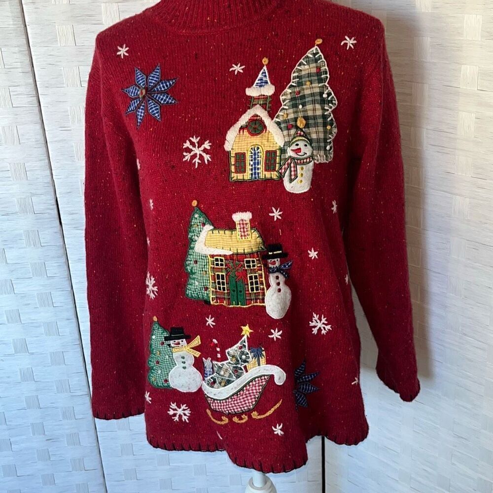Vintage Victoria Jones Long Sleeve Christmas Sweater Women’s Large 17% Wool